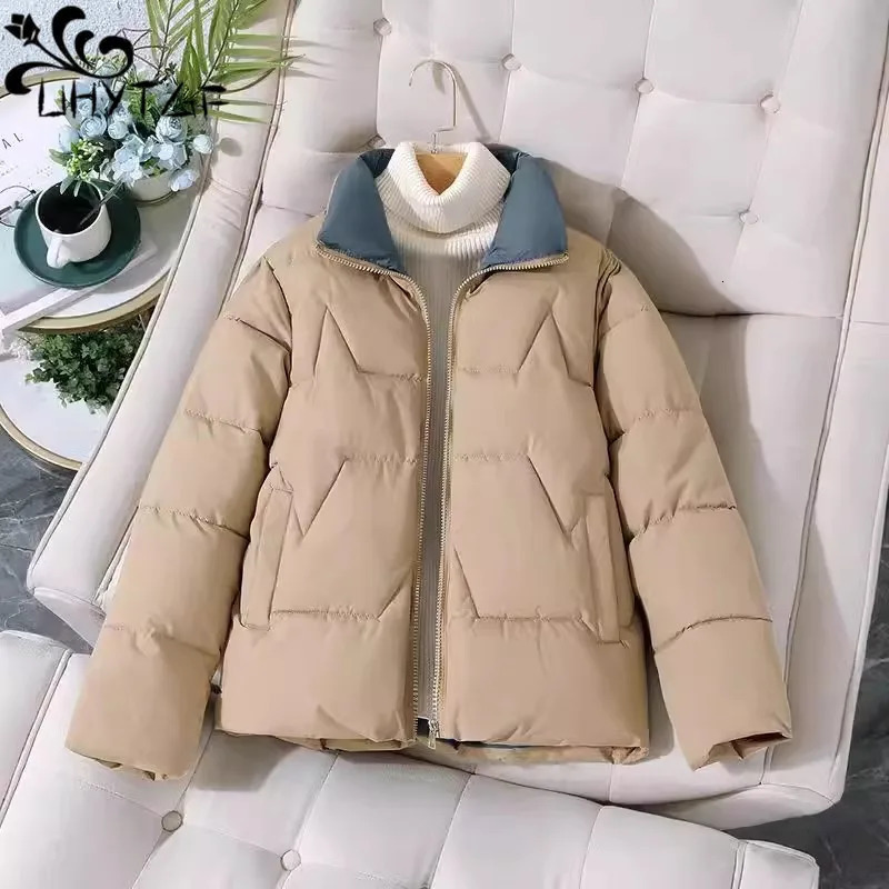 2024 CottonPadded Jacket Women Autumn Winter Korean Short Parker Coat Female Standing Collar ColdProof Thick Warm Overcoat 240930