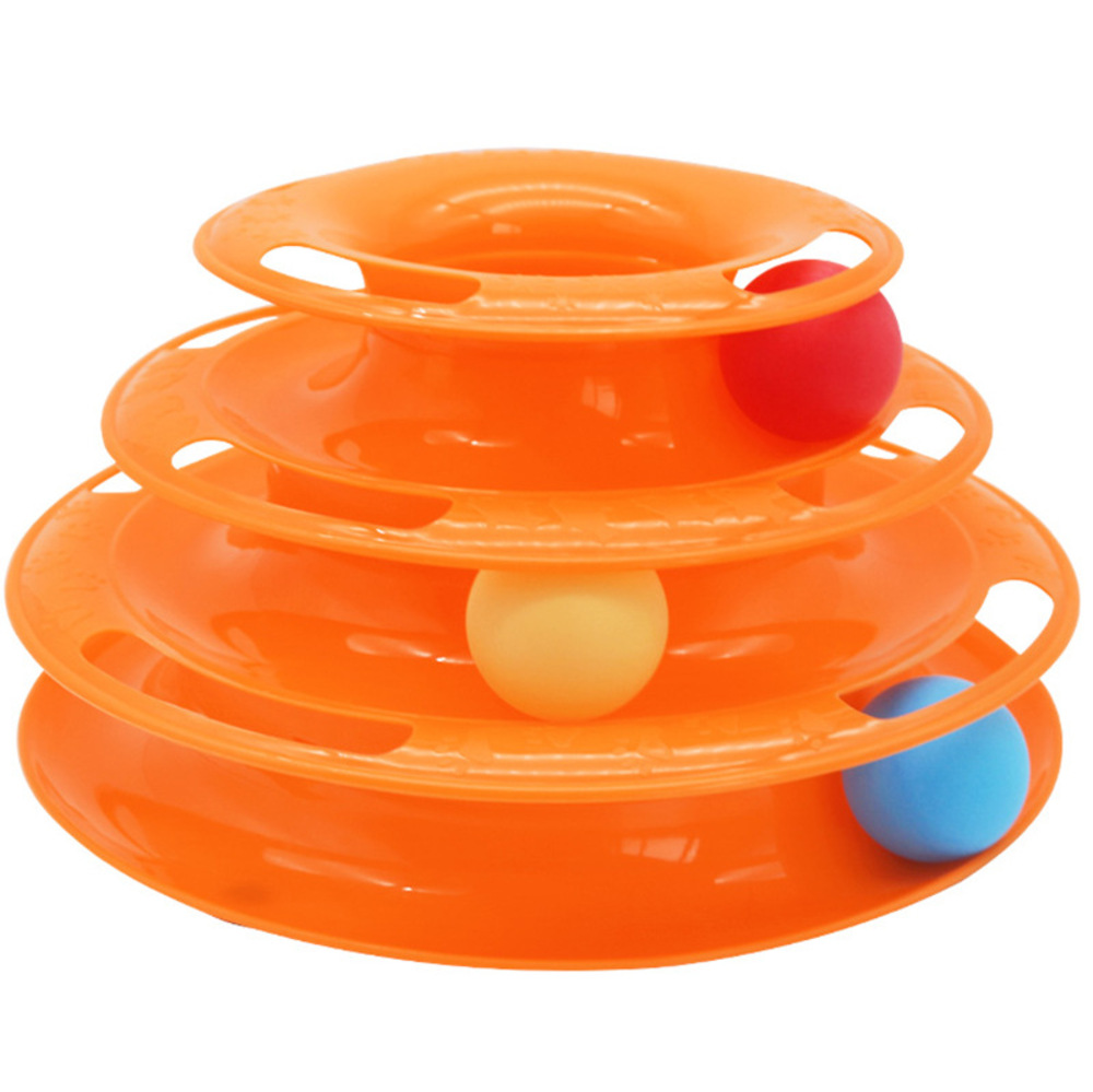 Cat Toy Tower Three-layer Cat Turntable with Ball Interactive Turntable Roller Balls Track Pet Toys