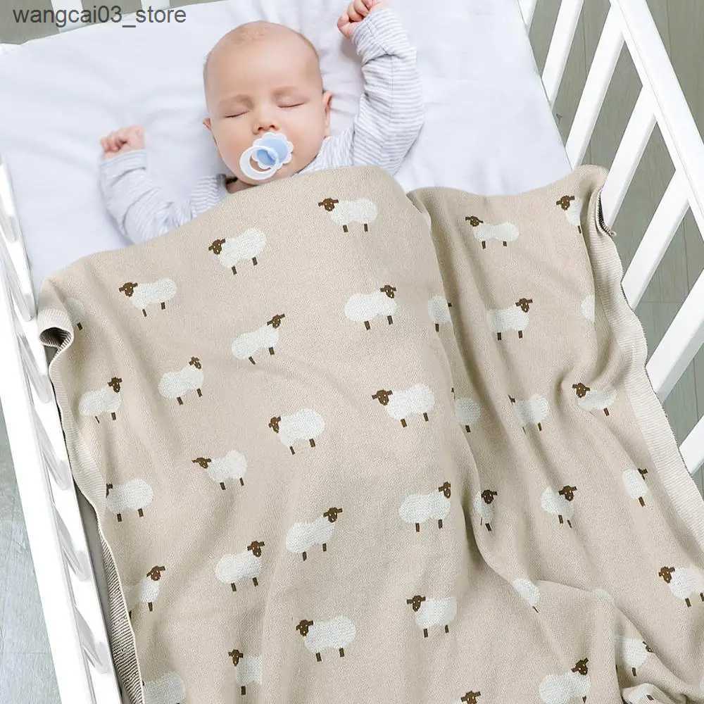 Blankets Swaddling Baby Blankets Newborn Swaddle Wrap 100*80 CM Cotton Knitted Infant Kids Stroller Bedding Quilt Super Soft Childrens Accessories L24