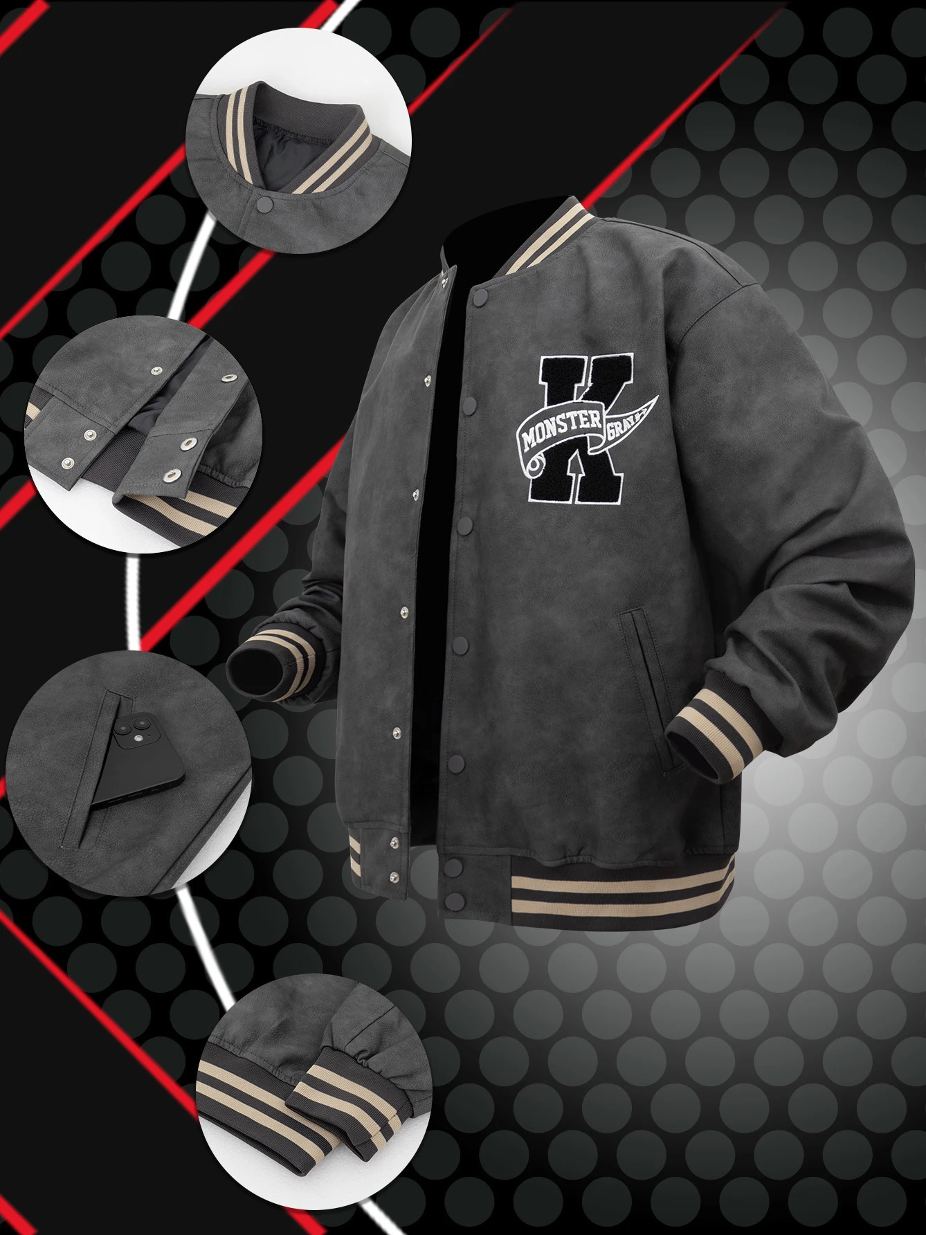 Mens leather Boombers jacket embroidered motorcycle Coats university baseball Jcakets autumn and winter 241011