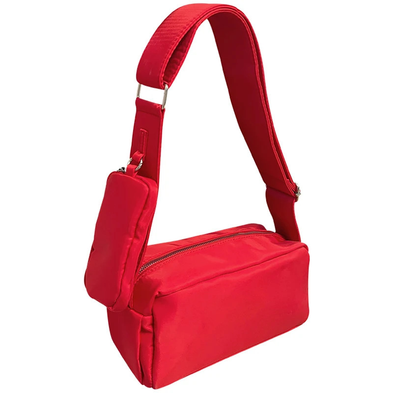 Red casual pillow shoulder bag for women Korean fashion casual canvas underwear bag for spring and summer sports handbag 241008