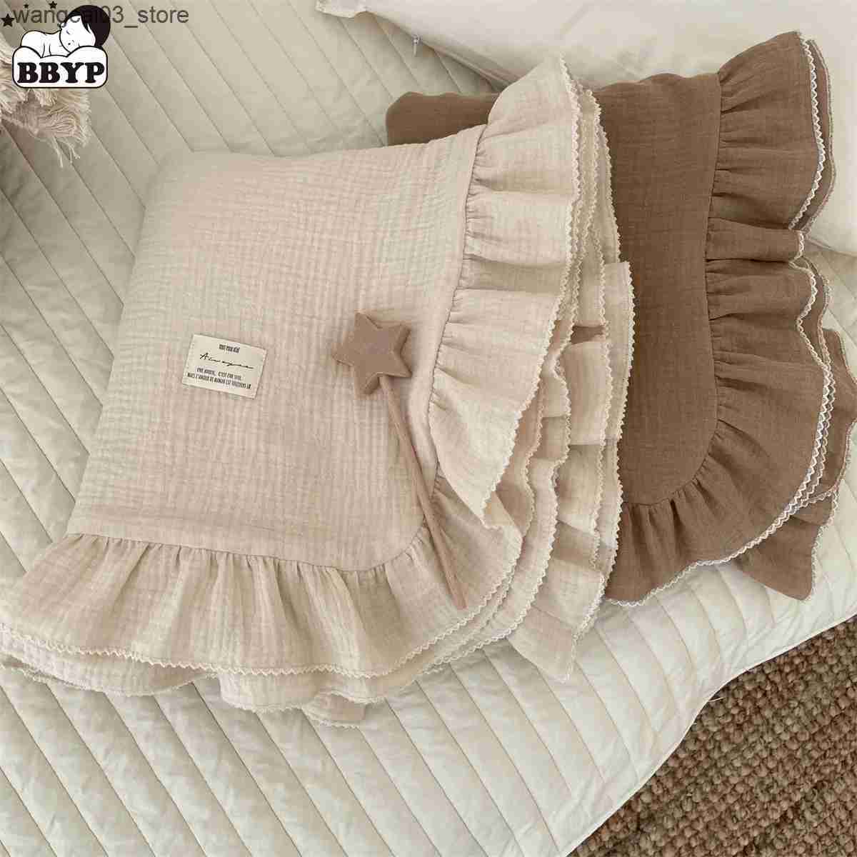 Blankets Swaddling 4Layers Baby Swaddle Wrap Cotton Muslin Blankets for Newborn Ruffle Infant Receiving Blanket Swaddle Gauze Bath Towel L240910