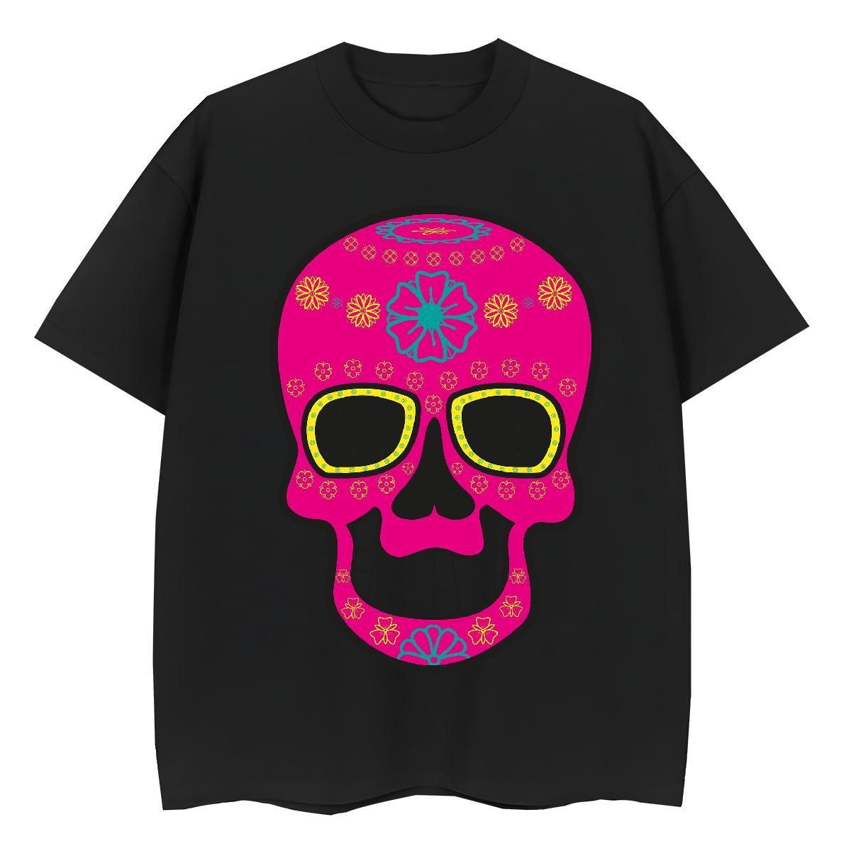 TOP Quality Women T Shirts 100% Cotton 230g Breathable Short Sleeve Outdoor skull Woman Tshirt Unisex White Plus Size Clothes Shirt