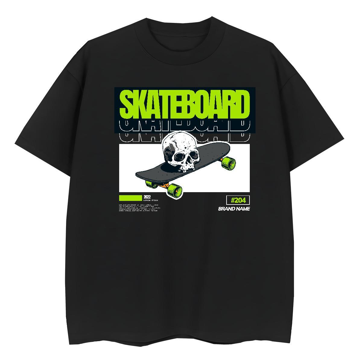 Fashion Woman T Shirts 100% Cotton 230g Breathable Short Sleeve Sports Casual skull Womens Tshirts Loose fit Black Oversized Clothes