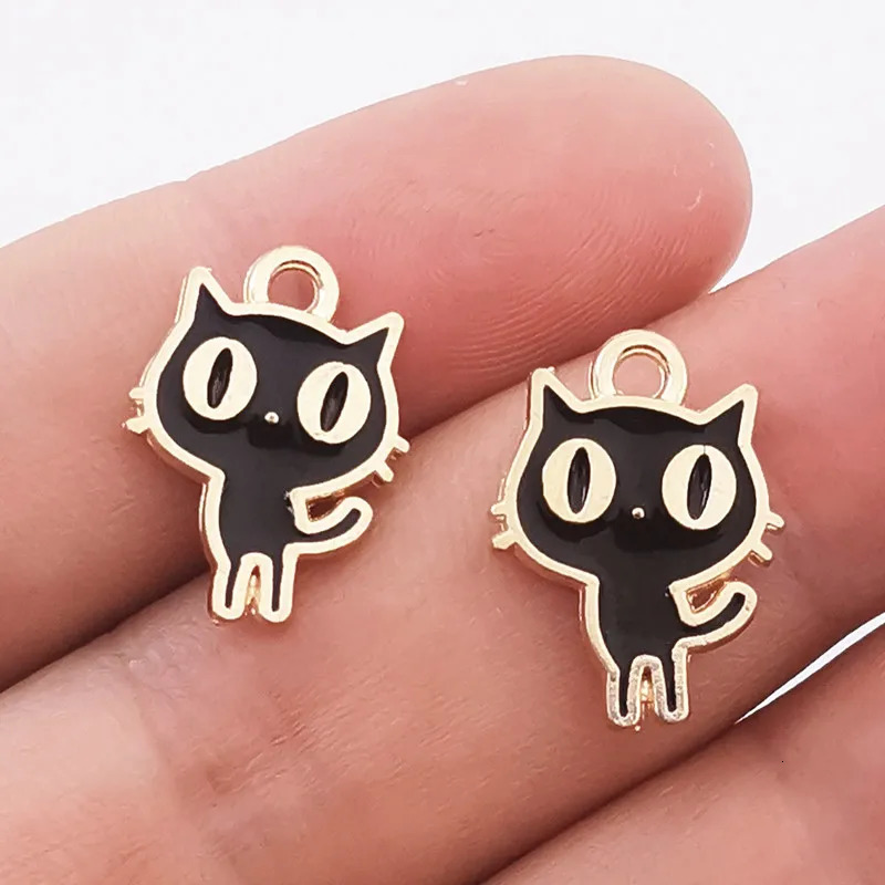 10pcs 19x14mm Enamel Cat Charm for Jewelry Making Fashion Earring Pendant Bracelet Necklace Accessories Diy Craft Findings 241010