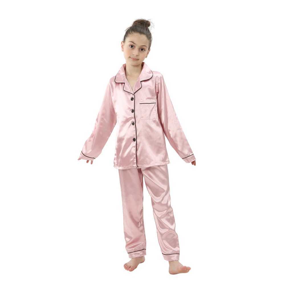 Pajamas s Satin Pajama Sets for Boys Girls 2 to 3 4 5 6 7 8 9 10 11 12 13 14 Years Long/Short Sleeve Toddler Silk Pijama Children Pjs S2410127