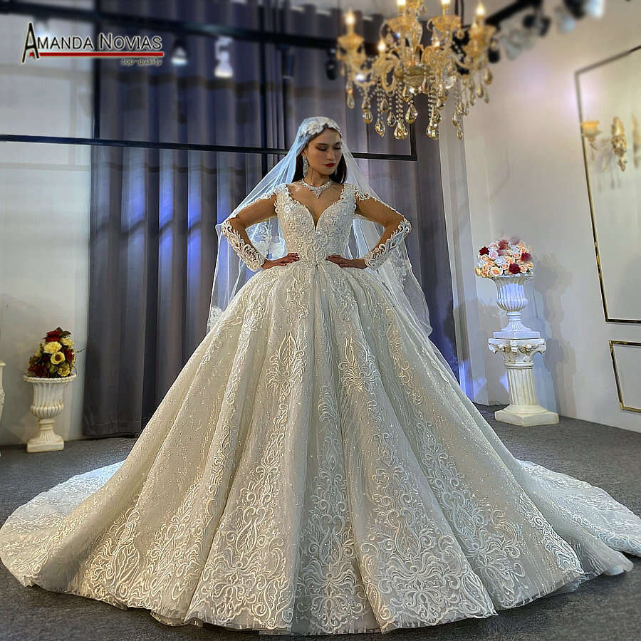 Stunning Lace weddng dress ball gown bridal gowns amanda novias brand
