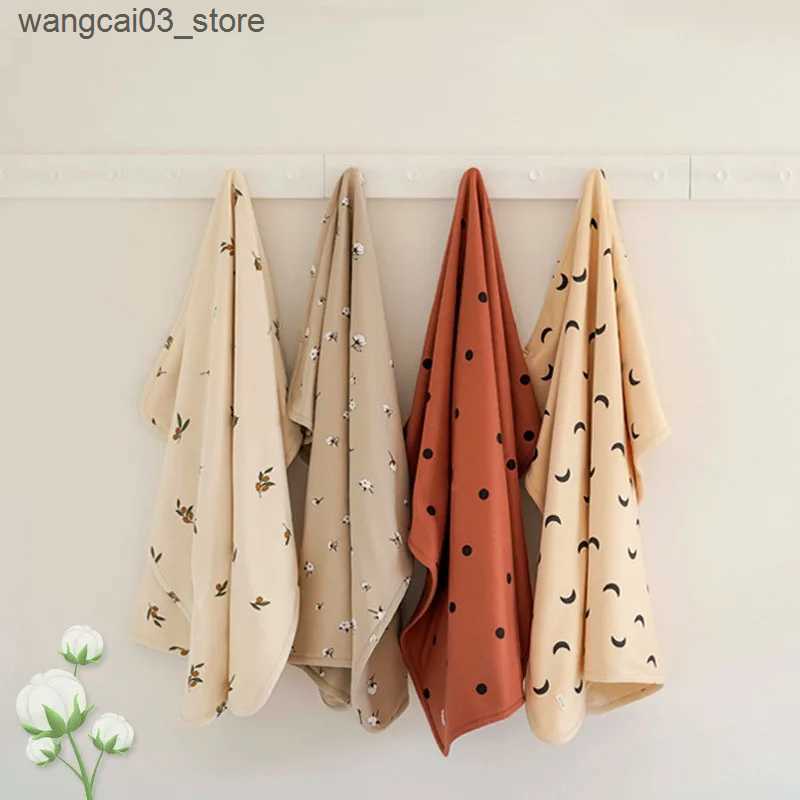 Blankets Swaddling Newbron Kid Baby Boys Girls Blanket Cute Sweet Cotton Floral Swaddling Soft New born Baby Stroller blanket L240910