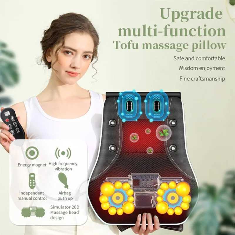 Electric neck massager massage pillow heating vibration finger pressure neck back shoulder body relaxation massage cart for home use W240819