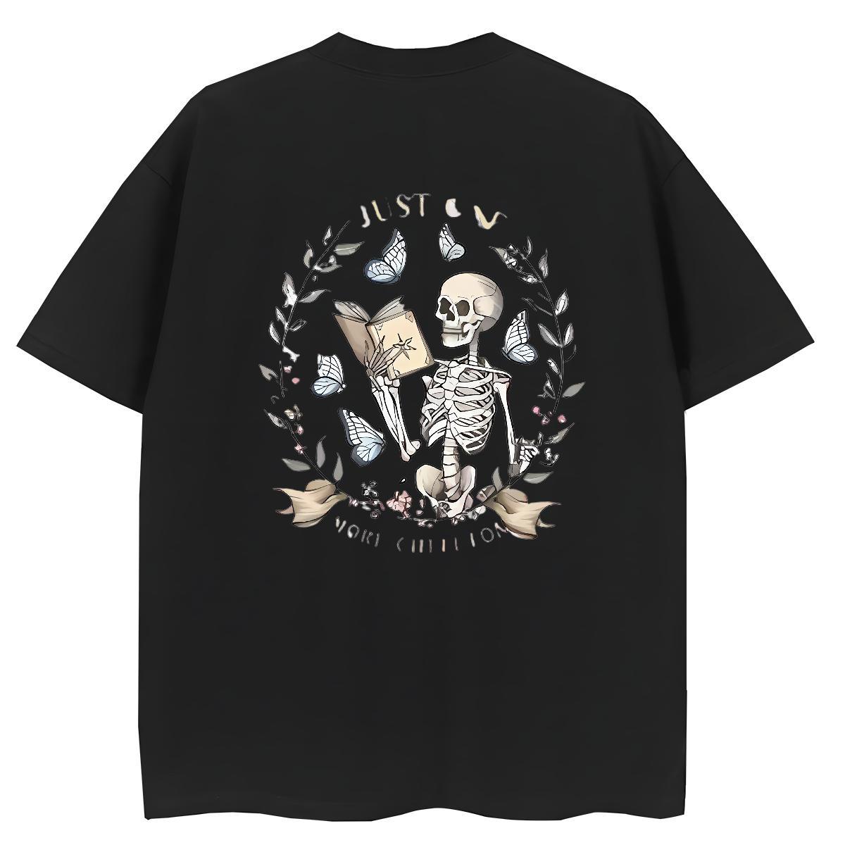DIY Women T Shirts 230g Cotton Crew Neck Sport skull Women Tees Brand Plus Size Cartoon Tops Shirt
