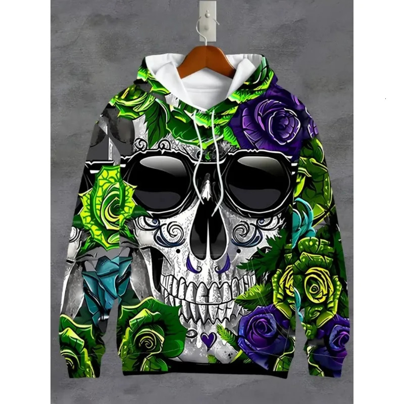 Mens Casual 3D Printed Skull Graphics Hoodie Drawstring Comfortable Super Dalian Sweatshirt Spring And Autumn Clothin 241010