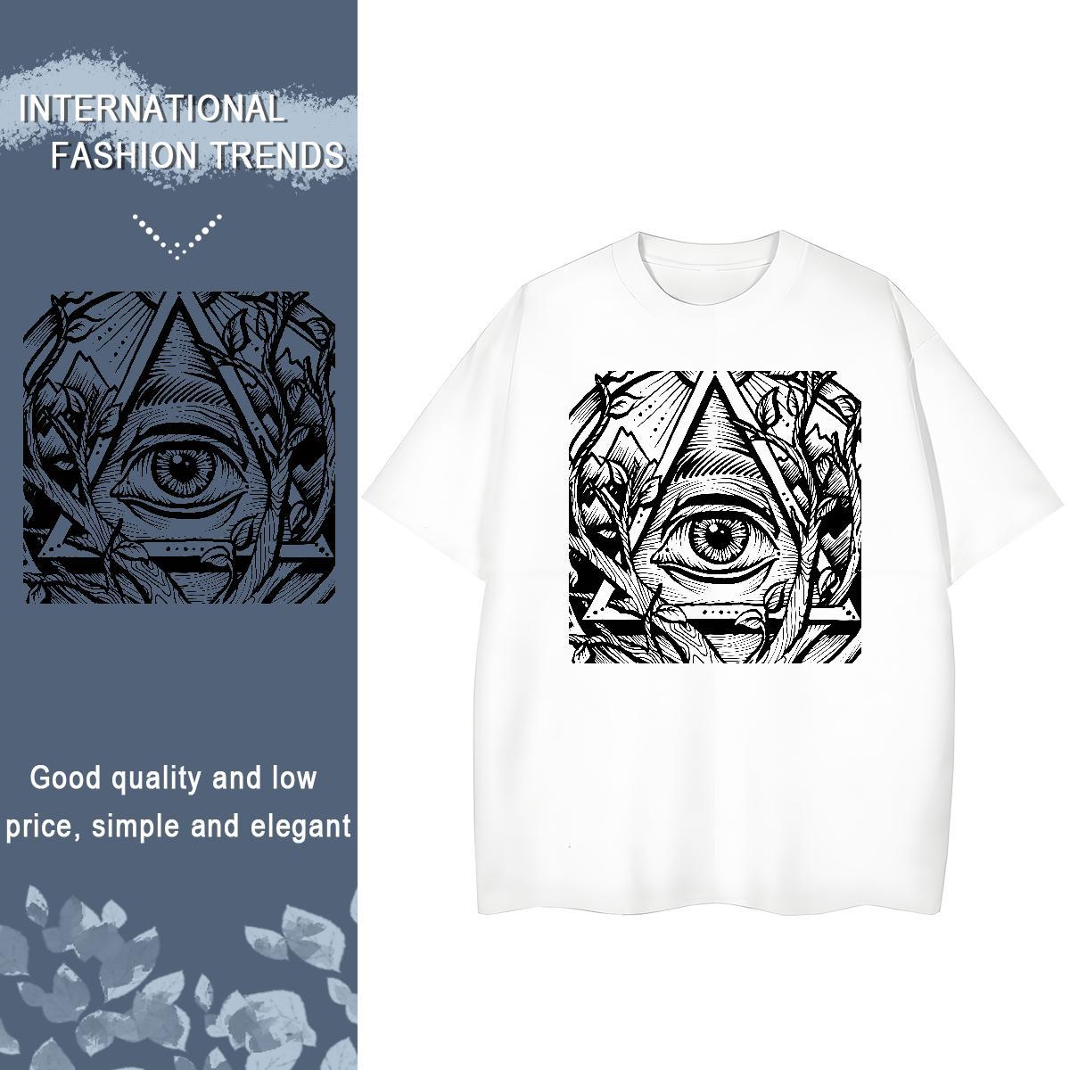 Fashion Woman T Shirts 230g Pure Cotton Round Neck Short Sleeve Casual Sport eye of the devil Unisex Tshirts Wholesale Cartoon Print Tops Shirt