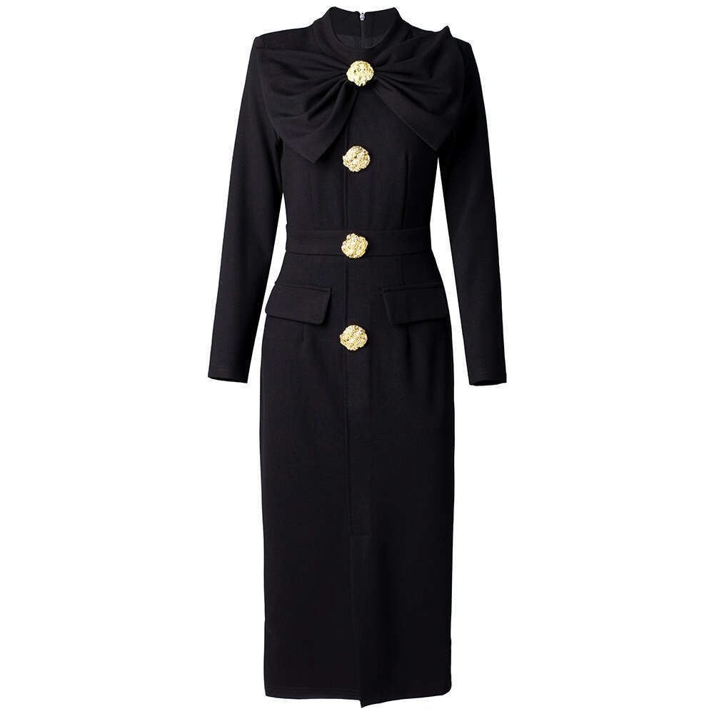 large bow design with a dignified and atmospheric feel suitable for formal occasions slim fit hip hugging skirt dress 2024 autumn new item