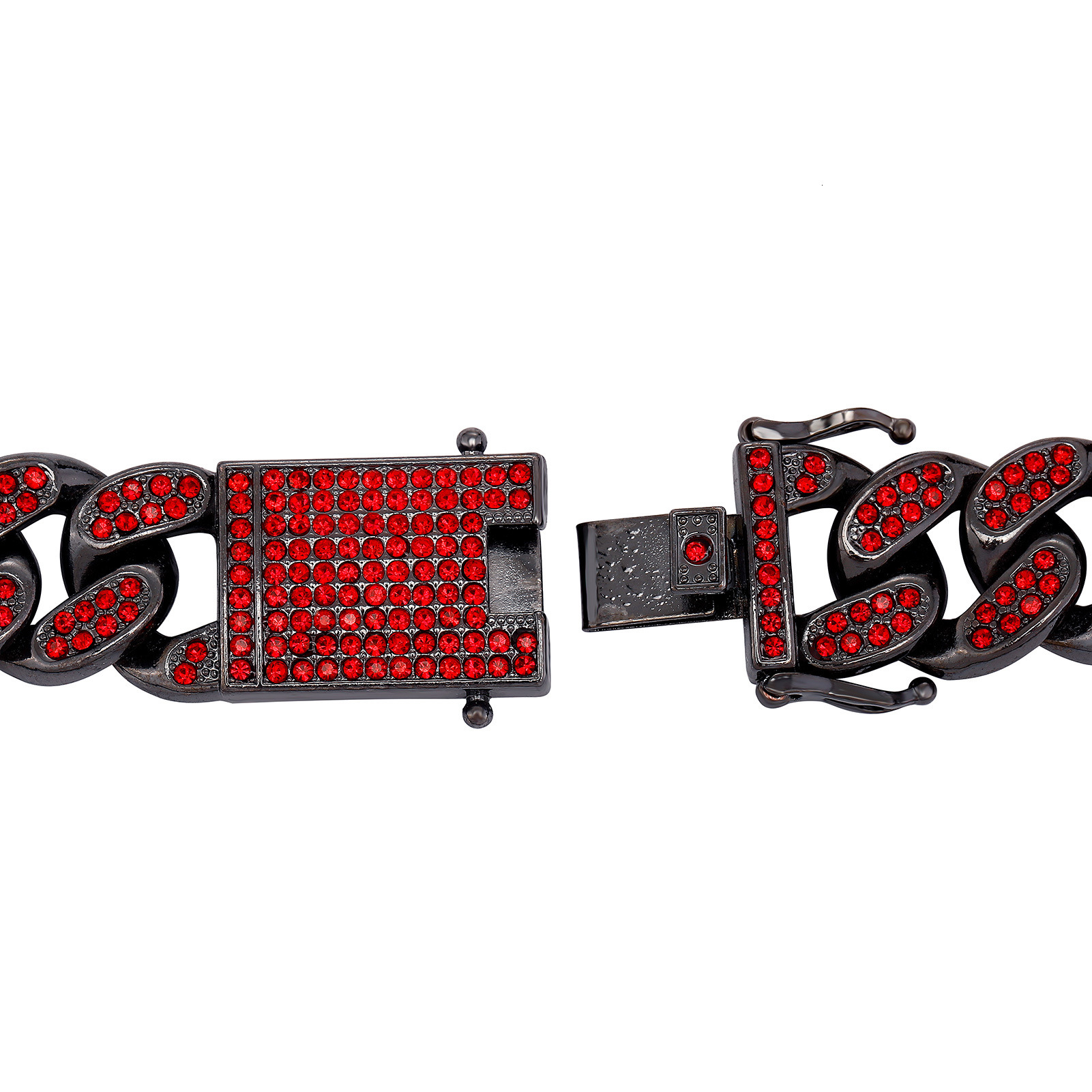 20MM Bling Red Rhinestone Big Cuban Link Chain Necklace Sparkly Alloy Gemstone Hip Hop Trendy Mens And Womens Jewelry Accessory Bracelet Miami Rapper 