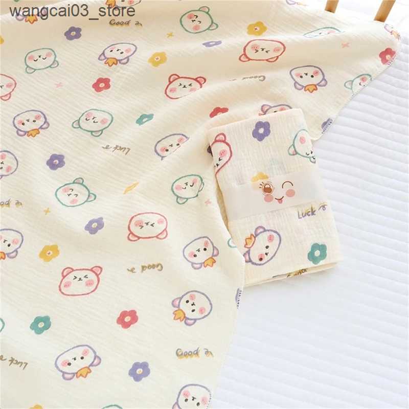 Blankets Swaddling New Cartoon Cotton Gauze Baby Swaddle Blanket Double Layers Muslin Newborn Blanket Wrap Super Soft Boy Girl Bath Towel Stroller L24