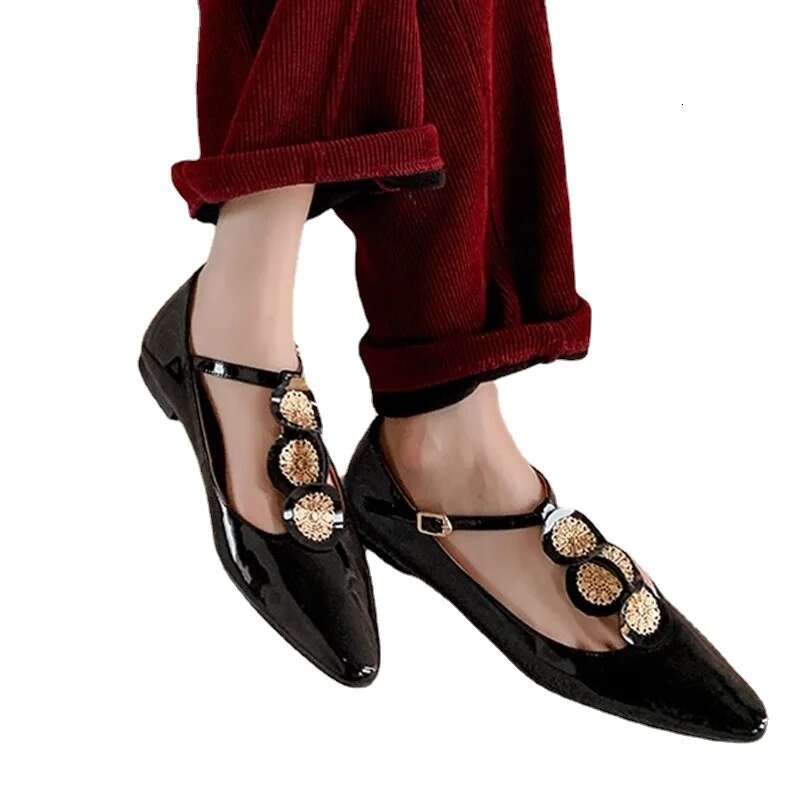 Rome Women Elegant Shallow Summer New Pointed Toe Retro Shoes Designer Dress Walking Flats Mujer atillas free shipping shoes