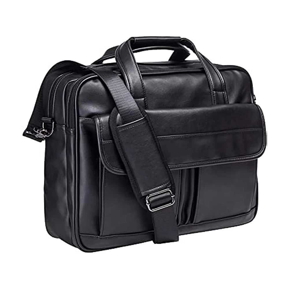Large Capacity Briefcase MenS Business Shoulder Bag Retro Classical Leather Wide-Strap Crossbody Bag For 17.3inches Laptop Bag Z241012