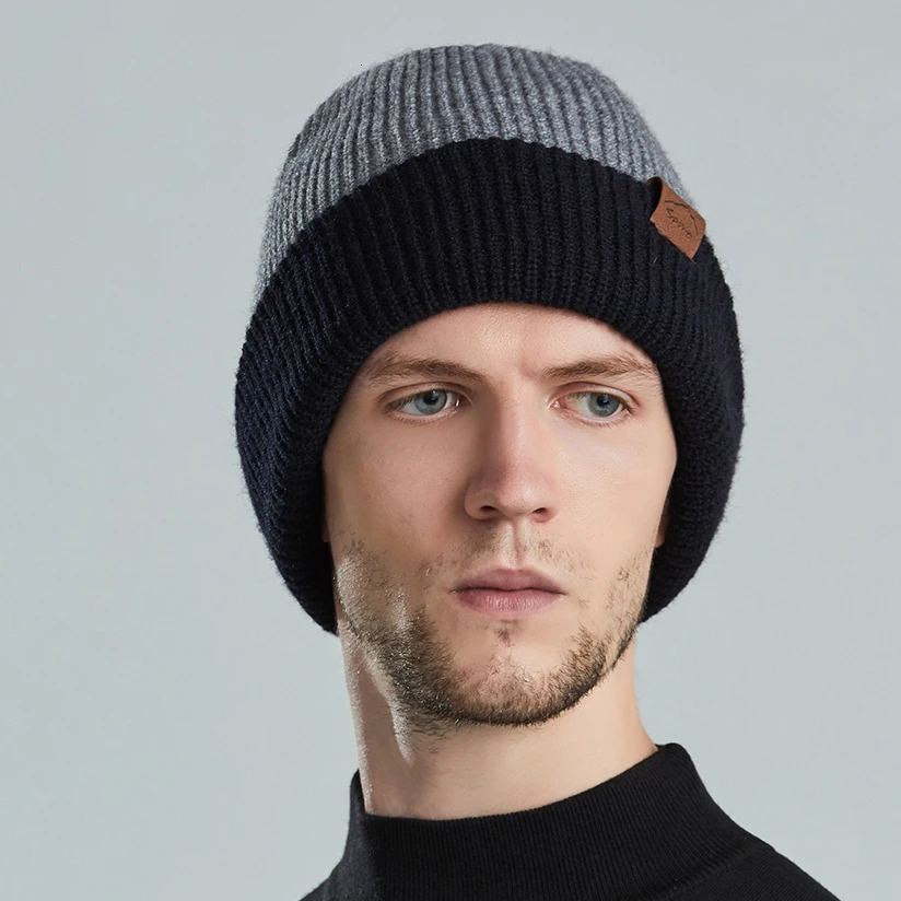 Winter Thick Knitted Hats For Men Women Warm Slouchy Skullies Beanies Double-sided Snow Ski Caps Outdoor Cuffed Hedging Cap 241007
