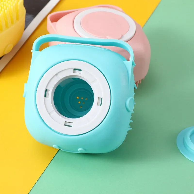 Dog Bath Brush, Pet Massage Brush Shampoo Dispenser, Soft Silicone Brush Rubber Bristle for Dog Grooming Brush Pet Accessories