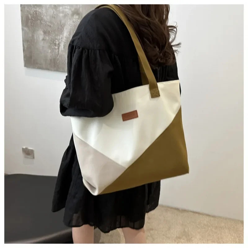 Korean canvas shoulder shopping bag womens zipper large handbag womens handbag womens handbag student women Bolso Mujer 241008