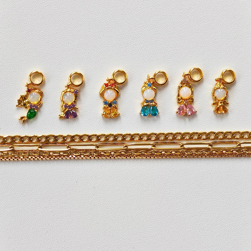 ins Cartoon Cute Zircon Princess Pendant Charm For Women Girl Fashion Accessories DIY Jewelry Gift 241010