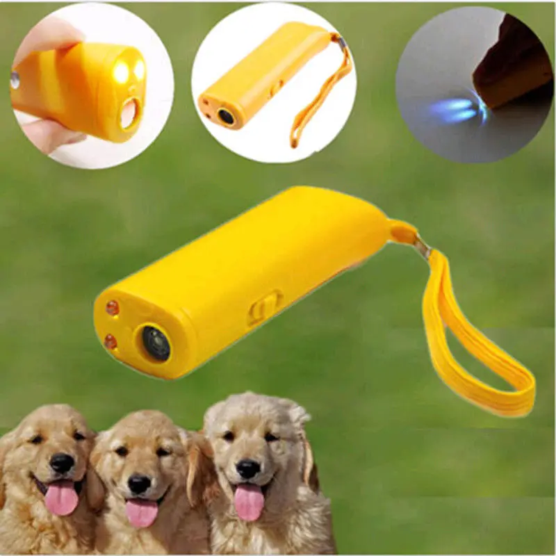 New Pet Dog Repeller Anti Barking Stop Bark Training Device Trainer LED Ultrasonic 3 in 1 Ultrasonic Without Battery