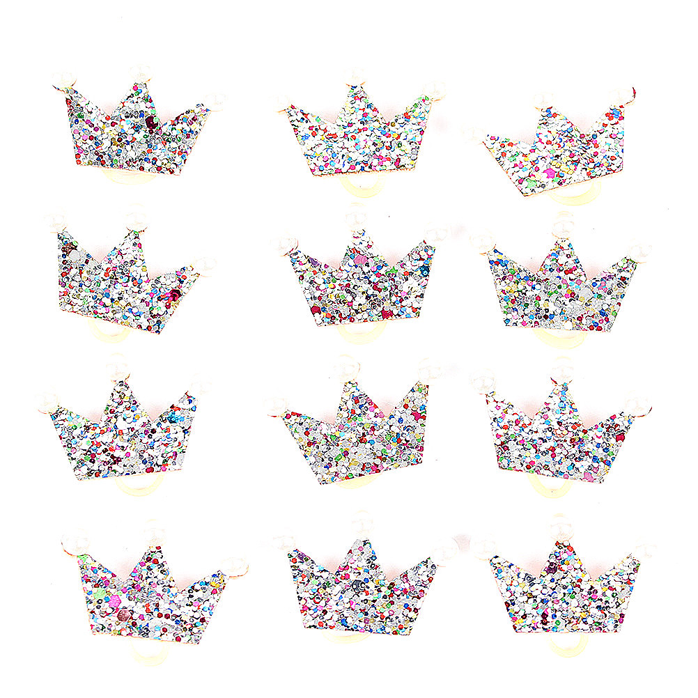 6Pcs Crown Shape Dog Bows Hair Accessories Glittering Gold Bows with Rubber Band for Long Hair Pets Accesorios Para Perros