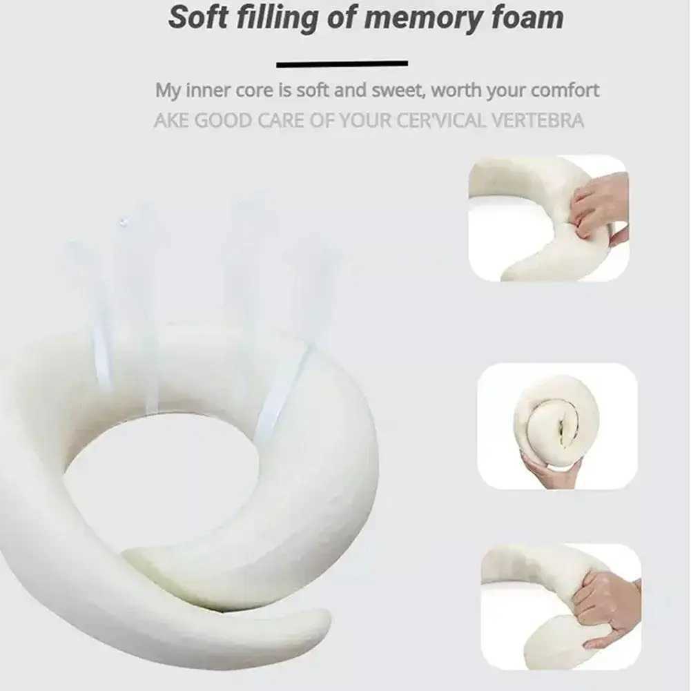 Adjustable U-shape memory foam travel neck pillow suitable for portable head support in cars planes and during sleep W240819