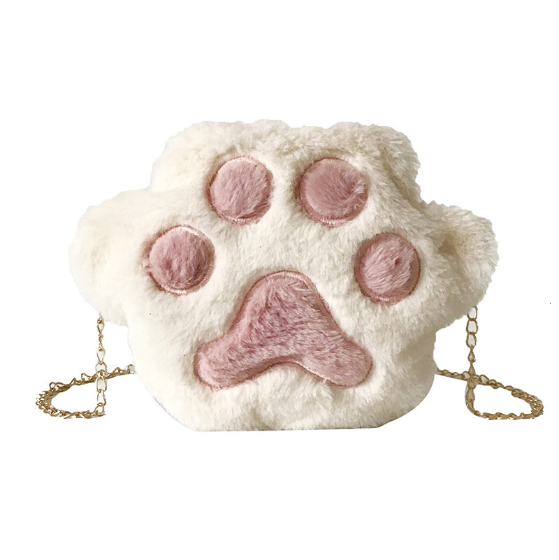 Autumn/Winter New Korean Personalized Plush Contrast Bear Paw Small Versatile Chain One Shoulder Crossbody Bag