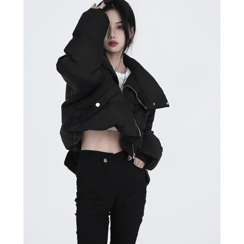 Grey Down Jacket Womens Coat Black Fashion American Street Clothing Y2K Style Duck Down Womens Winter Short Coat 241009
