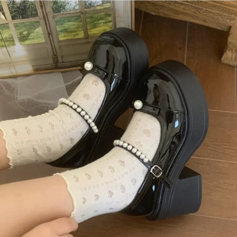 Black Super High Heels Mary Jane Women 2024 New Goth Chunky Platform Pumps Woman Plus Size Ankle Buckle Party Lolita Shoes 42 240927