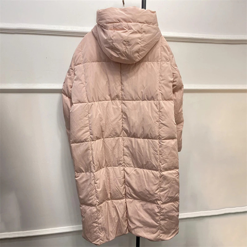 Winter Womens Casual Loose Long Knee Bread Coat Y2K High Quality Thick Warm Hooded Jacket Trap 241009