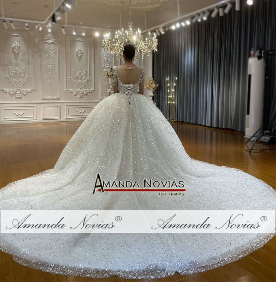 Beading Lace Wedding Dress With Detachable Necke