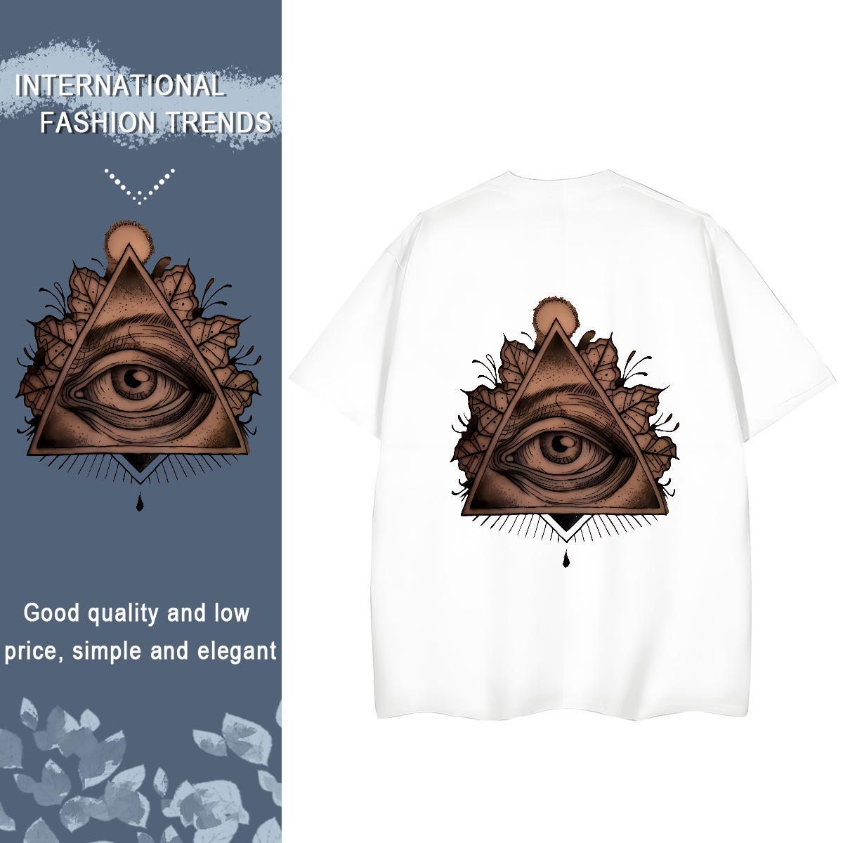Casual New Woman T Shirts 230g Cotton Crew Neck Breathable High Street Hip Hop eye of the devil Unisex Tshirts Free Shipping Plus Size Cartoon Tees