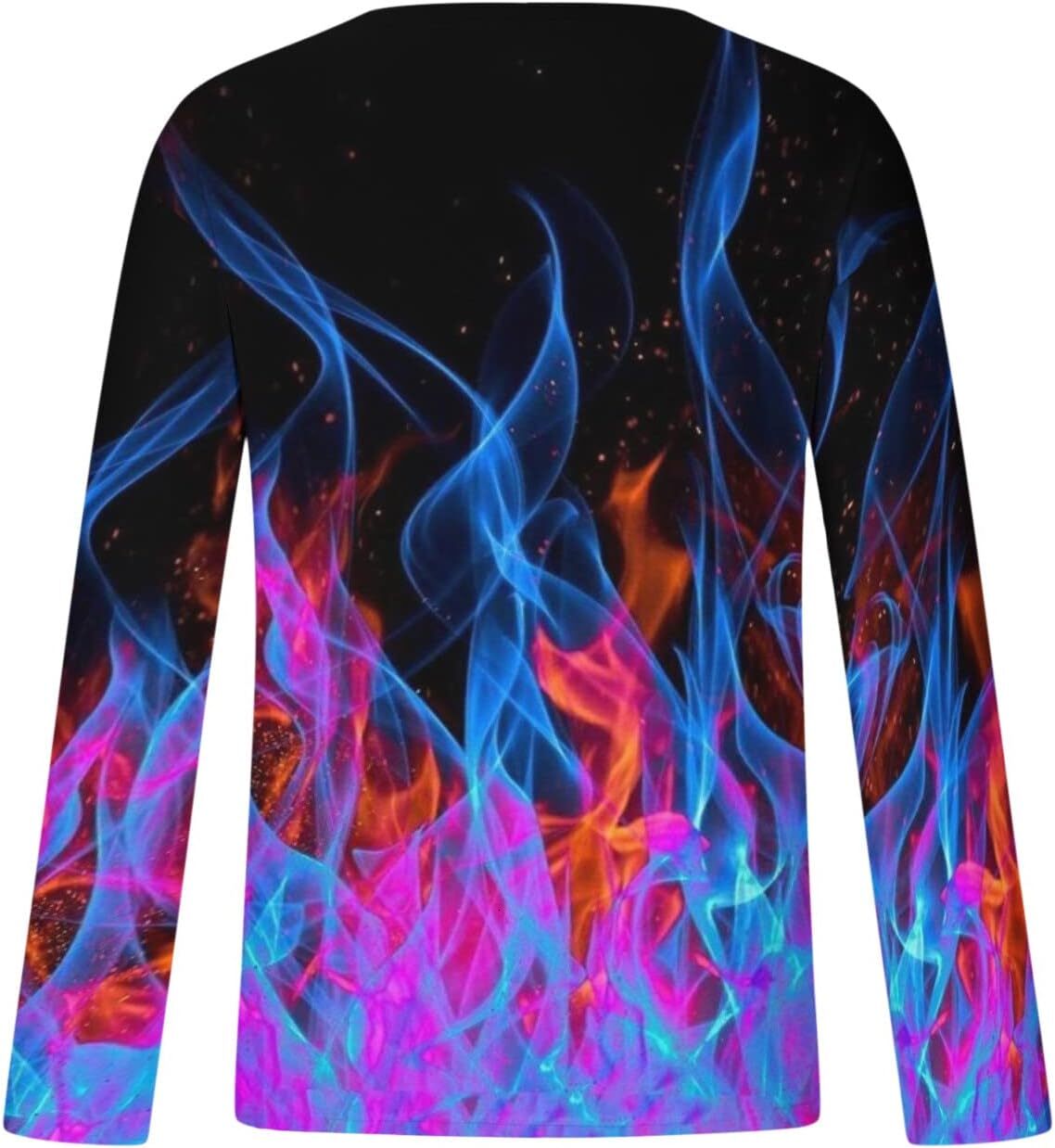 Long Sleeve Shirts for Men sweatshirt Mens Retro Crew Neck Long Sleeve T-Shirt Trendy 3D Flame Printing Blouse Tops Casual Sports Gym Pullover