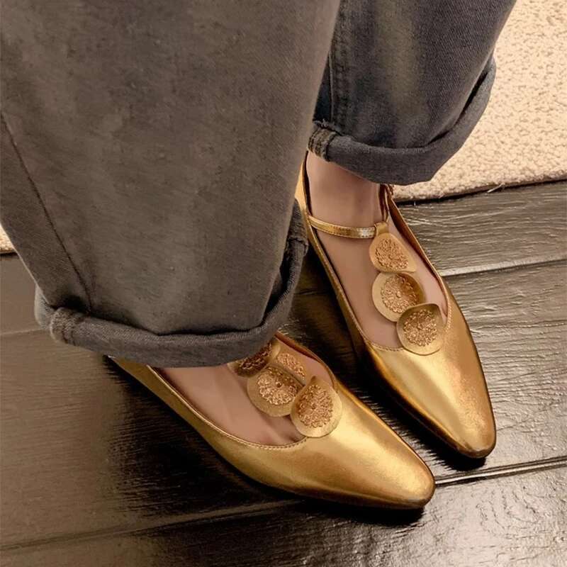 Rome Women Elegant Shallow Summer New Pointed Toe Retro Shoes Designer Dress Walking Flats Mujer atillas free shipping shoes