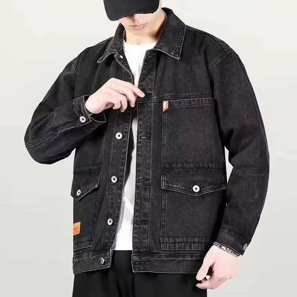 Mens autumn jacket fashionable jacket long sleeved hip-hop mens autumn denim jacket dating spring jacket mens jacket W241011