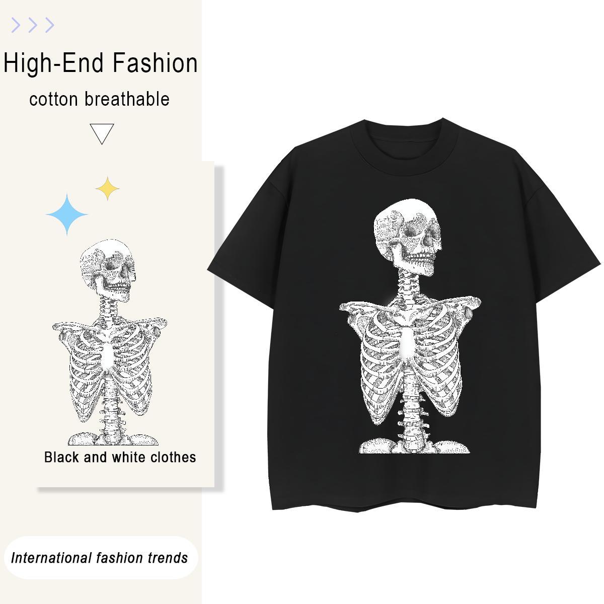 Classic Women T Shirts 230g 100% Cotton Breathable Casual skull Woman Tshirt 5A Anime Oversized Top Shirts