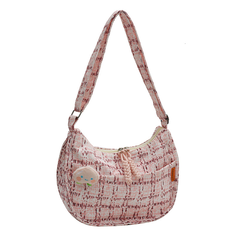 Large capacity for women new style with niche texture design, single shoulder crossbody bag, casual checkered trendy dumpling bag