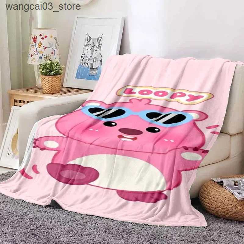 Blankets Swaddling Cartoon Loopy Pattern Throw Blanket Light Weight Blanket for Living Room Bedroom Kidsroom Warm Blanket Christmas Gift L240910