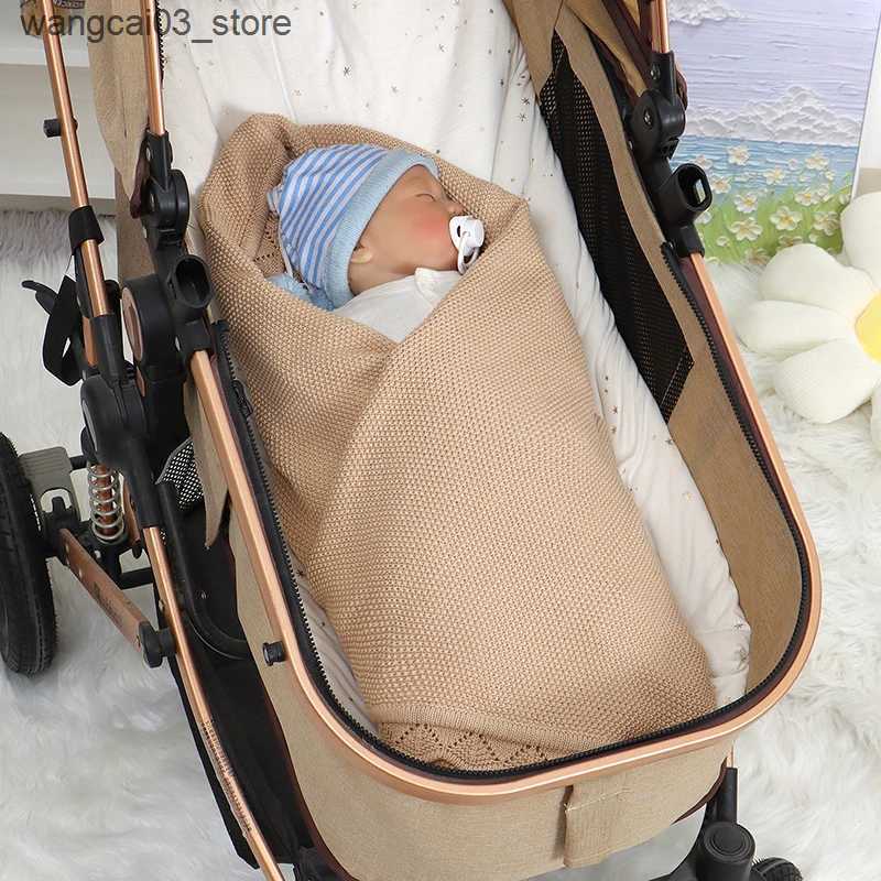 Blankets Swaddling Baby Blankets Cotton Knitted Newborn Boy Girl Bedding Quilt 100*80CM Infant Stroller Swaddle Super Soft Fashion Ruffles Wrapping L2