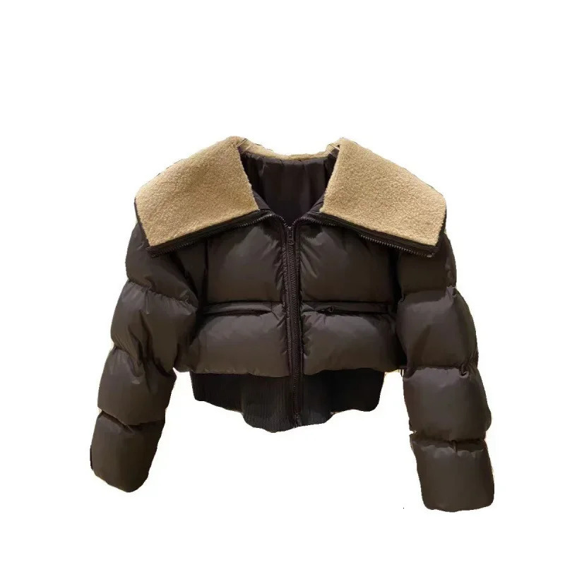 Big Collar Down Cotton Jacket for Women in Winter 2024 Fashionable and Stylish Korean Version Slim Fit Short Style 240930