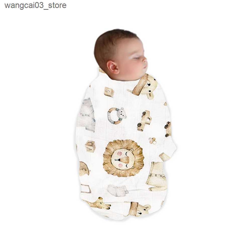 Blankets Swaddling Elinfant Popular Digital Print Bamboo Cotton Muslin Swaddle Blankets High Quality 120*110cm Newborn Baby Bath Towel Wrap L240910