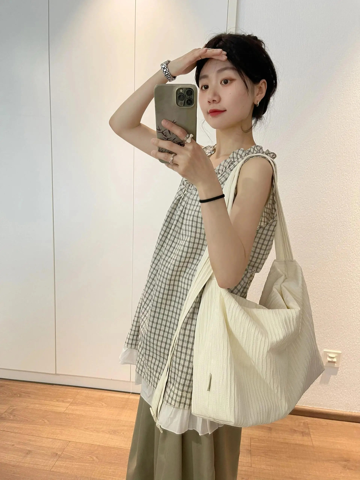 Miyagawa lightweight Korean style niche single shoulder cross body bag waist bag college student solid handbag 241008
