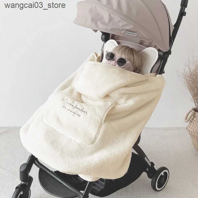 Blankets Swaddling Flannel Baby Blanket Coral Fleece Stroller Cover Cute Bear Winter Windproof Kids Blankets Infant Nap Warm Quilt Swaddle Wrap L24091