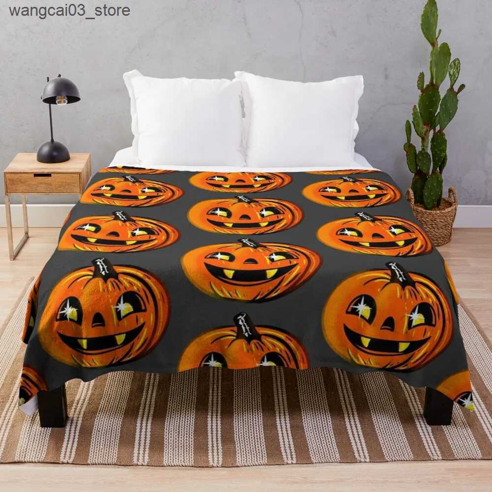 Blankets Swaddling Halloween Flannel Throw Blanket Cute Ghost Bat King Queen Full Size Lightweight Super Soft Warm for Sofa Couch Bed Decor Pumpkin L2