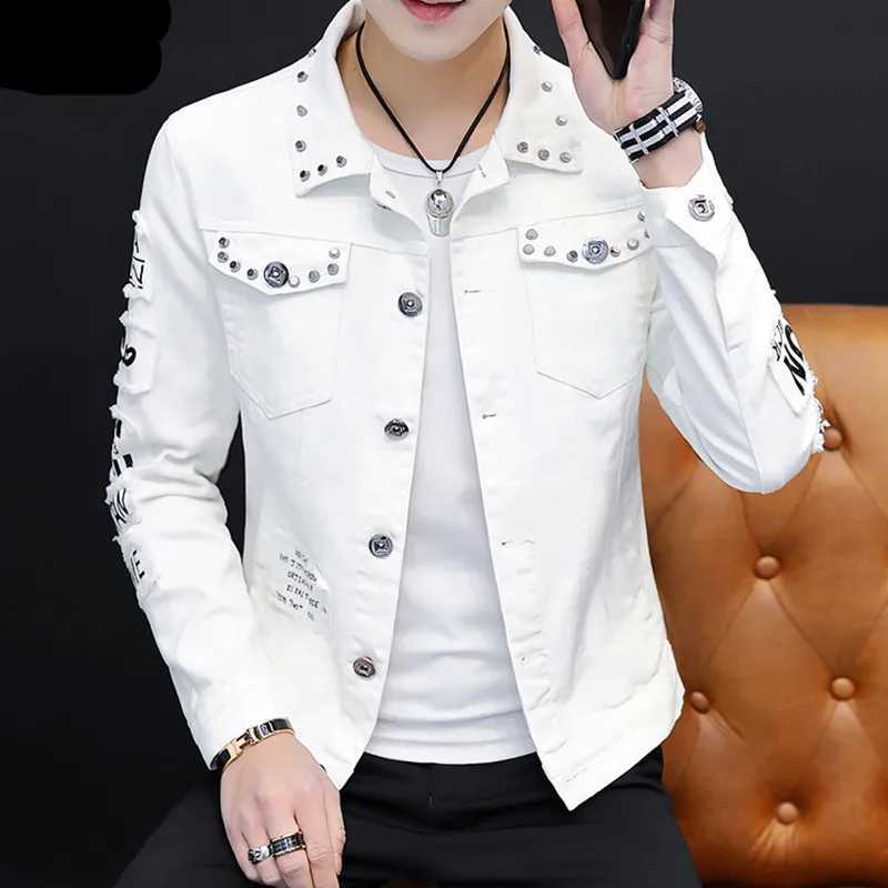 Mens Denim Jacket Spring/Summer Personalized Design Denim Jacket Mens Slim Fit Solid Color Handsome Edition W250103
