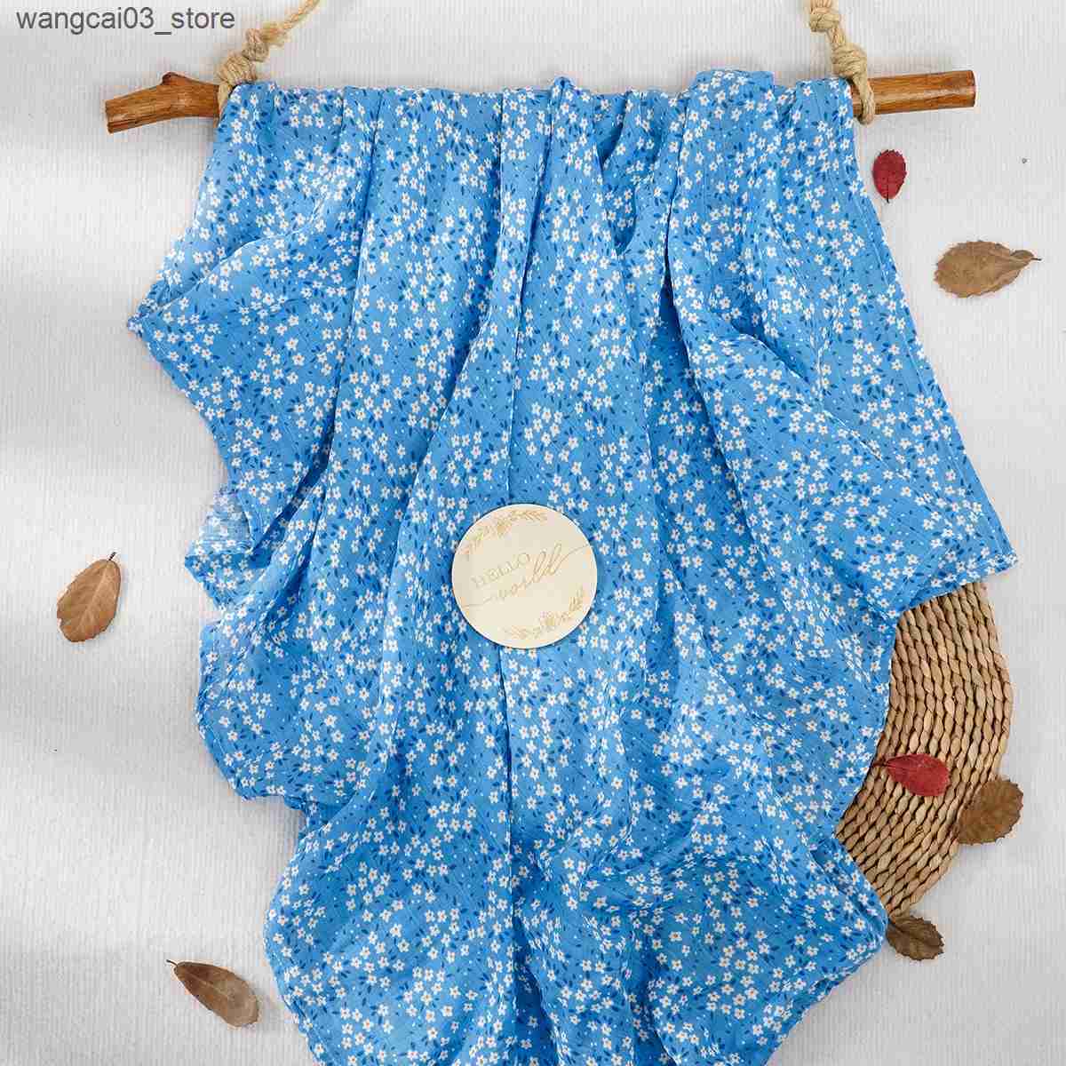 Blankets Swaddling HappyFlute New Printing 120x110CM Muslin Cotton Fiber Baby Swaddle Newborn Blanket Baby Infant Wrap L240910