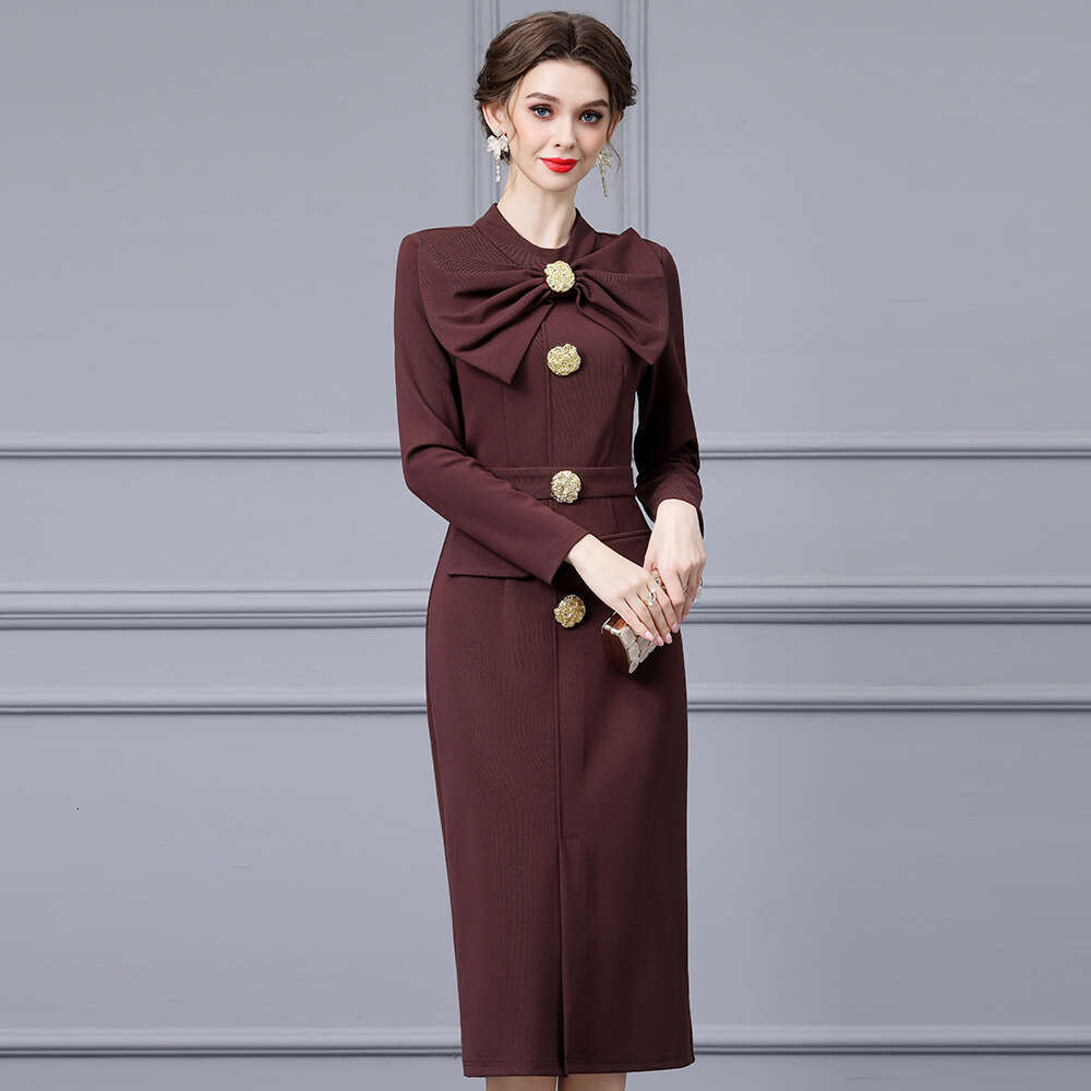 large bow design with a dignified and atmospheric feel suitable for formal occasions slim fit hip hugging skirt dress 2024 autumn new item