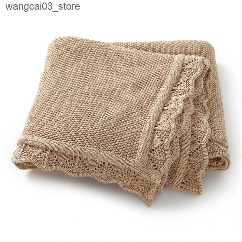 Blankets Swaddling Baby Blankets Cotton Knitted Newborn Boy Girl Bedding Quilt 100*80CM Infant Stroller Swaddle Super Soft Fashion Ruffles Wrapping L2